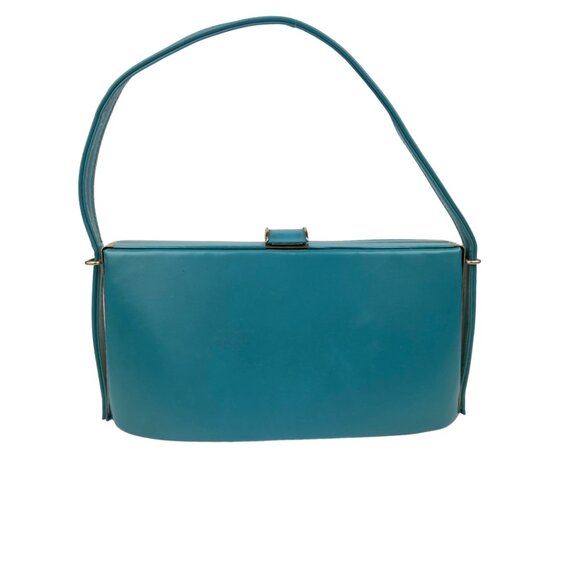 Vintage Teal Leather Handbag - Picture 3 of 4